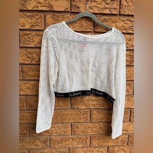 • La Senza Mesh Fishnet Cropped Long Sleeve Top